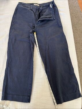 Madewell Slim Emmett Wide-Leg Crop Dark Navy Relaxed Jeans 30T